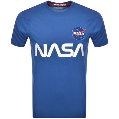 Shop Alpha Industries Nasa Reflective T Shirt Blue