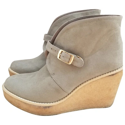 Pre-owned Stella Mccartney Cloth Ankle Boots In Grey