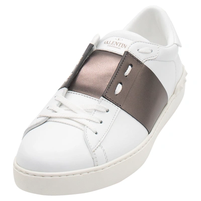 Pre-owned Valentino Garavani White/rutenio Leather Open Sneakers Size 42 In Multicolor
