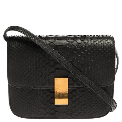 Pre-owned Celine Black Python Medium Classic Box Shoulder Bag