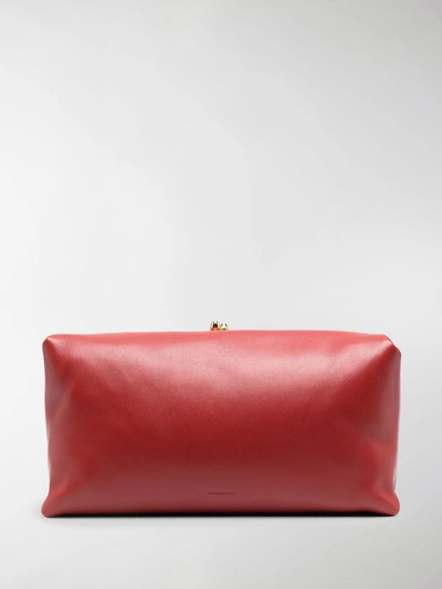 Shop Jil Sander Padded Design Clutch Bag In Red