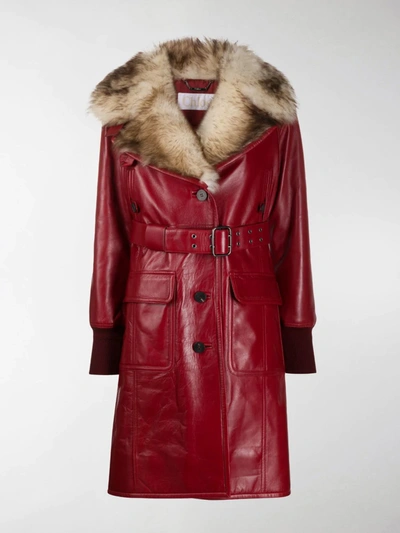 Shop Chloé Fur Lined Leather Coat In Red
