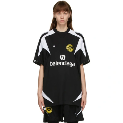 Shop Balenciaga Black Soccer T-shirt In 1070 Black