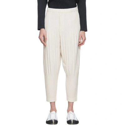 Shop Issey Miyake Homme Plisse  Off-white Mc July Trousers In 03 Ivory