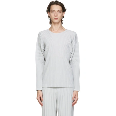 Shop Issey Miyake Homme Plisse  Grey Basics Long Sleeve T-shirt In 11 Light Gr