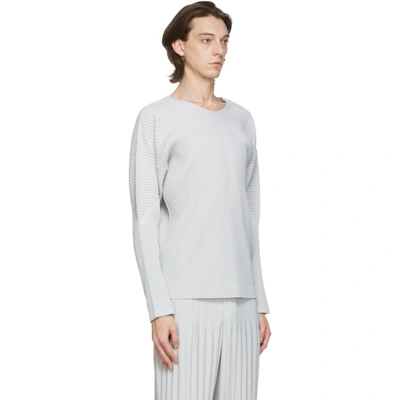 Shop Issey Miyake Homme Plisse  Grey Basics Long Sleeve T-shirt In 11 Light Gr