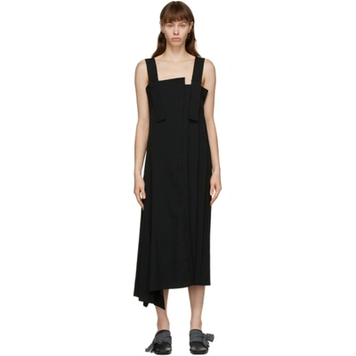 Shop Yohji Yamamoto Black Wool Suspender Dress