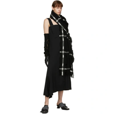 Shop Yohji Yamamoto Black Wool Suspender Dress
