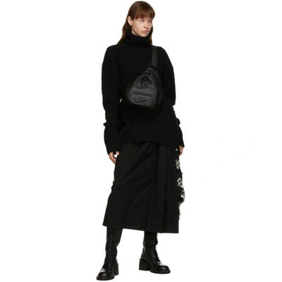 Shop Yohji Yamamoto Black Wool Panelled Turtleneck