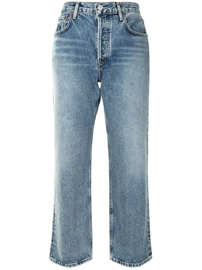 Shop Agolde Ripley Mid-rise Cropped Jeans In Blue