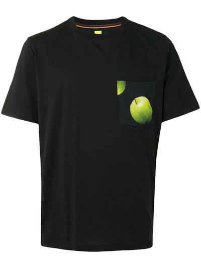 Shop Paul Smith Apple-print Organic Cotton T-shirt In Black