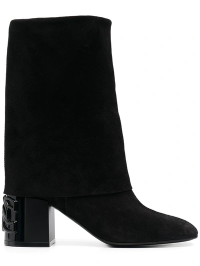 Shop Casadei Ren Heel-logo Ankle Boots In Black