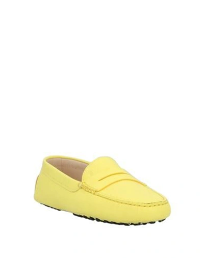 Tod's Woman Loafers Lime Green Size 8 Leather In Yellow