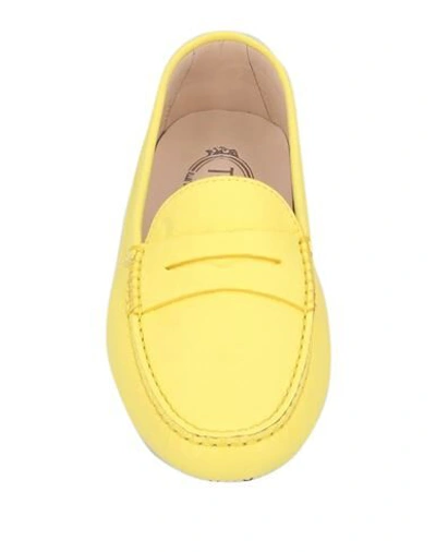 Tod's Woman Loafers Lime Green Size 8 Leather In Yellow