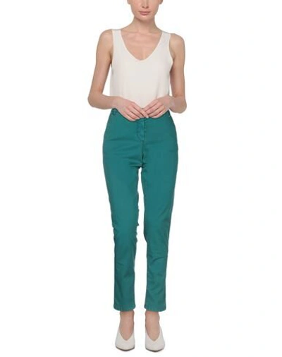 Shop Armani Exchange Casual Pants In Emerald Green