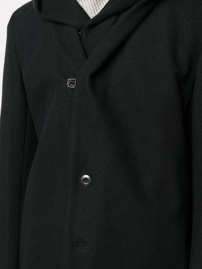 Shop Attachment Single Breasted Hooded Coat In Black