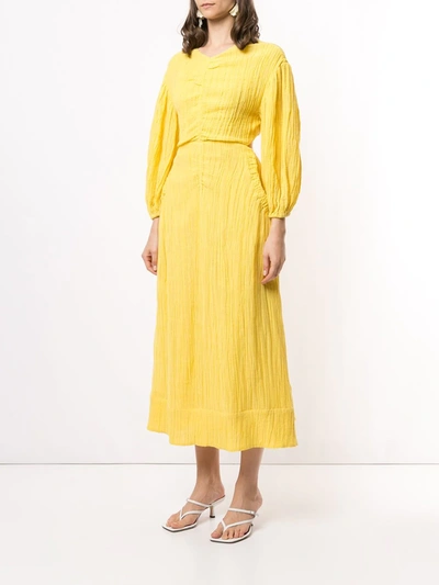 Shop Rachel Gilbert Sorrell Crinkle Midi Dress In Yellow