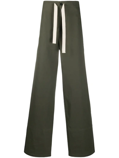 Shop Jil Sander Drawstring Wide-leg Trousers In Green