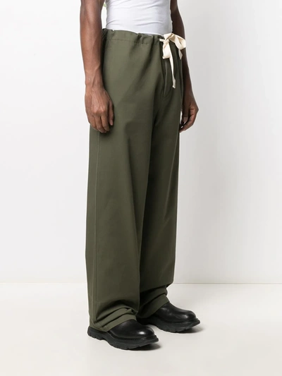 Shop Jil Sander Drawstring Wide-leg Trousers In Green