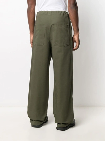 Shop Jil Sander Drawstring Wide-leg Trousers In Green