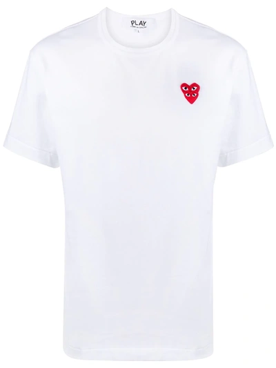 Shop Comme Des Garçons Play Heart Logo Print T-shirt In White