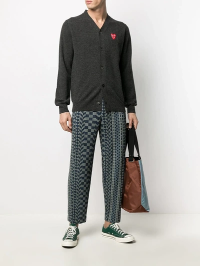 Comme Des Garçons Play Logo Button-down Cardigan In Grey