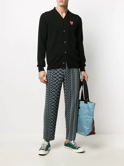 Shop Comme Des Garçons Play Heart Logo Button-down Cardigan In Black