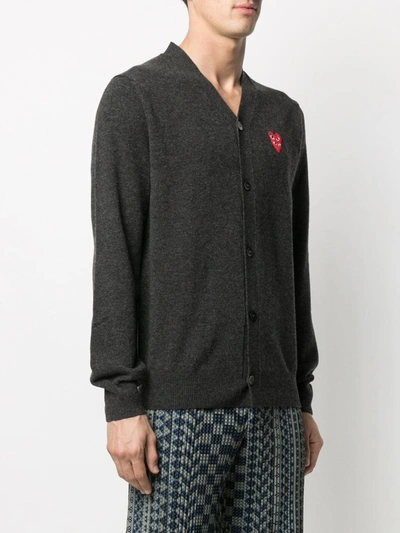 Comme Des Garçons Play Logo Button-down Cardigan In Grey