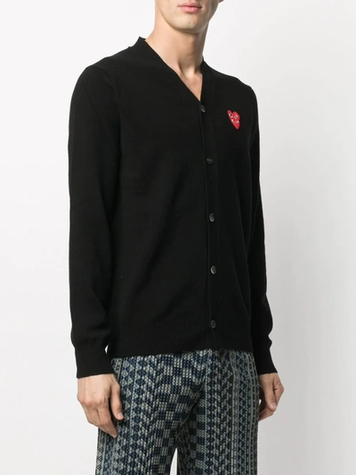 Shop Comme Des Garçons Play Heart Logo Button-down Cardigan In Black