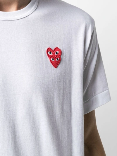 Shop Comme Des Garçons Play Heart Logo Print T-shirt In White