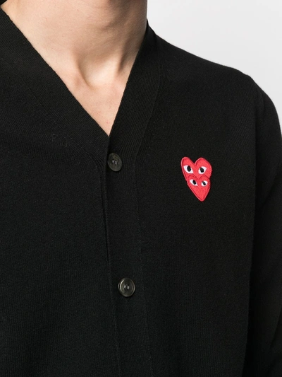 Shop Comme Des Garçons Play Heart Logo Button-down Cardigan In Black