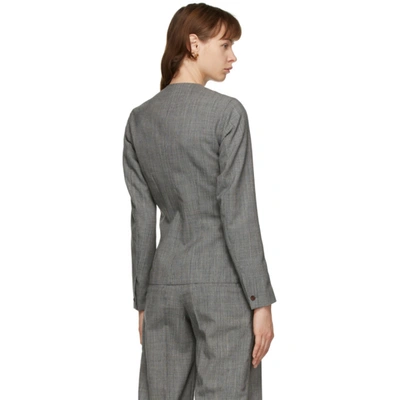 Shop Eftychia Grey Wool Hybrid Blazer