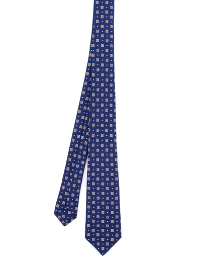 Shop Kiton Patterned Silk Tie In Blue