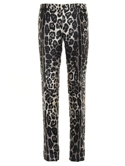 Shop Dolce & Gabbana Leopard Print Tuxedo Pants In Animal Print