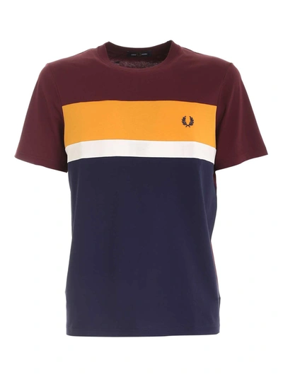 Fred Perry Color Block Panel Polo In Burgundy/white In Red | ModeSens