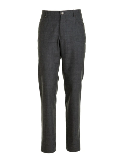 Shop Corneliani Check Print Trousers In Grey