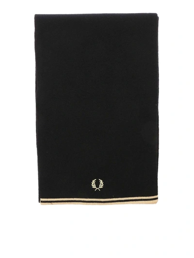 Shop Fred Perry Logo Embroidery Scarf In Black