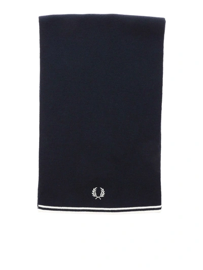 Shop Fred Perry Logo Embroidery Scarf In Blue