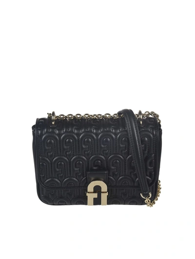 Shop Furla Logo Shoulder Bag In Black