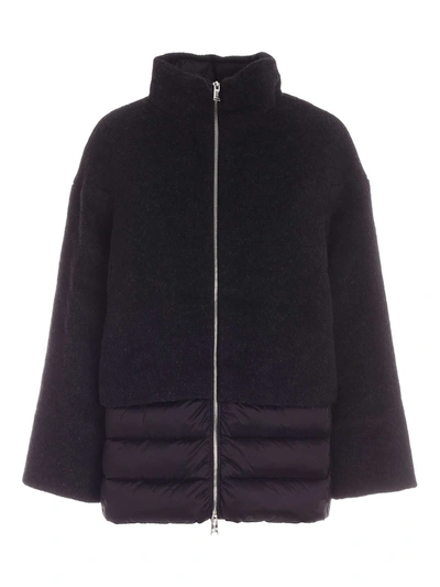 Shop Add Wool And Mohair Detail Down Jacket In Black