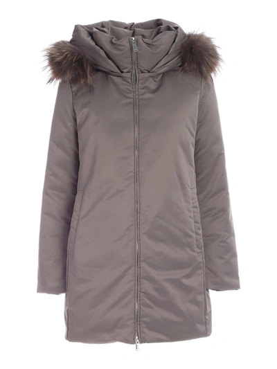 Shop Add Fur Down Jacket In Grey
