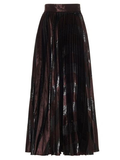 Shop Dolce & Gabbana Pleated Midi Skirt In Dark Brown Color