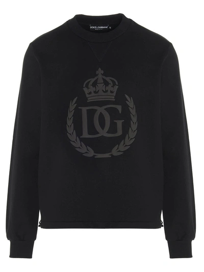 Shop Dolce & Gabbana Rubberized Dg Logo Sweatshirt In Black