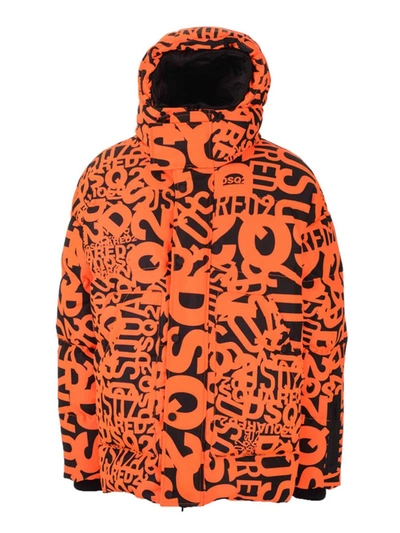 Shop Dsquared2 Dsq2 Graffiti Ski Down Jacket In Orange