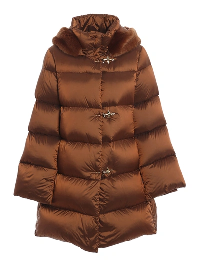 Shop Fay Hook Padded Coat In Brown