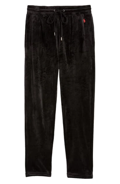 Shop Polo Ralph Lauren Velour Pajama Pants In Black