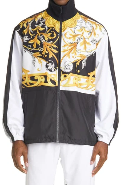 Shop Versace Barocco Acanthus Print Track Jacket In White