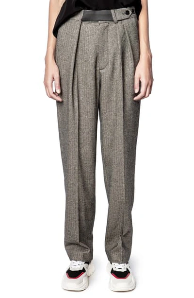 Shop Zadig & Voltaire Phoebe Herringbone Tweed Pants In Gris