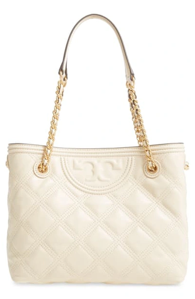 Shop Tory Burch Fleming Soft Quilted Leather Tote In New Cream