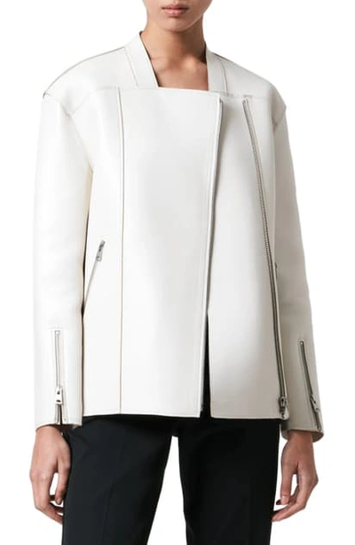 Shop Allsaints Abbey Leather Jacket In Off White